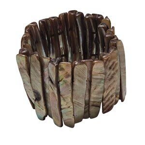 Natural Abalone Shell Stretch Bracelet Boho Nature Earthy Fashion Jewelry Women